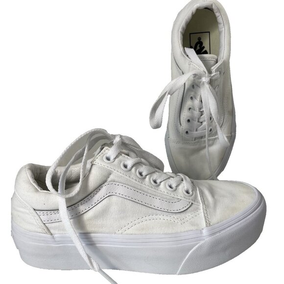 Vans Ward Platform Shoes Womens 5 Solid True White Sneaker Low Top Casual Preppy - Picture 1 of 10